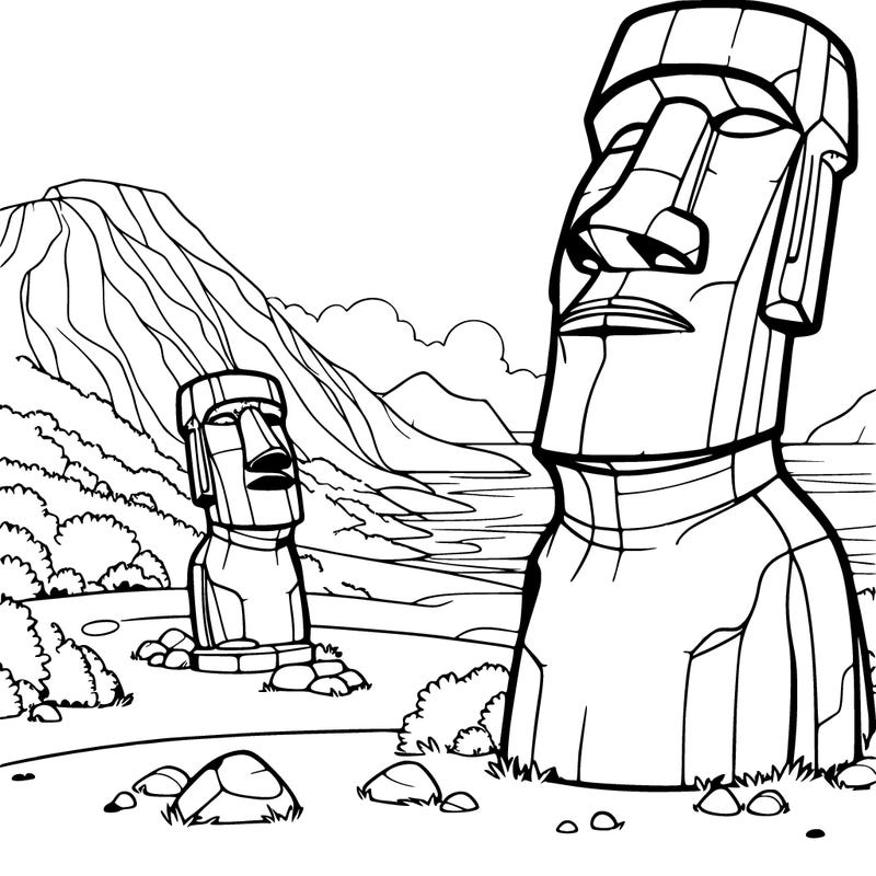 moai statue and landscape
