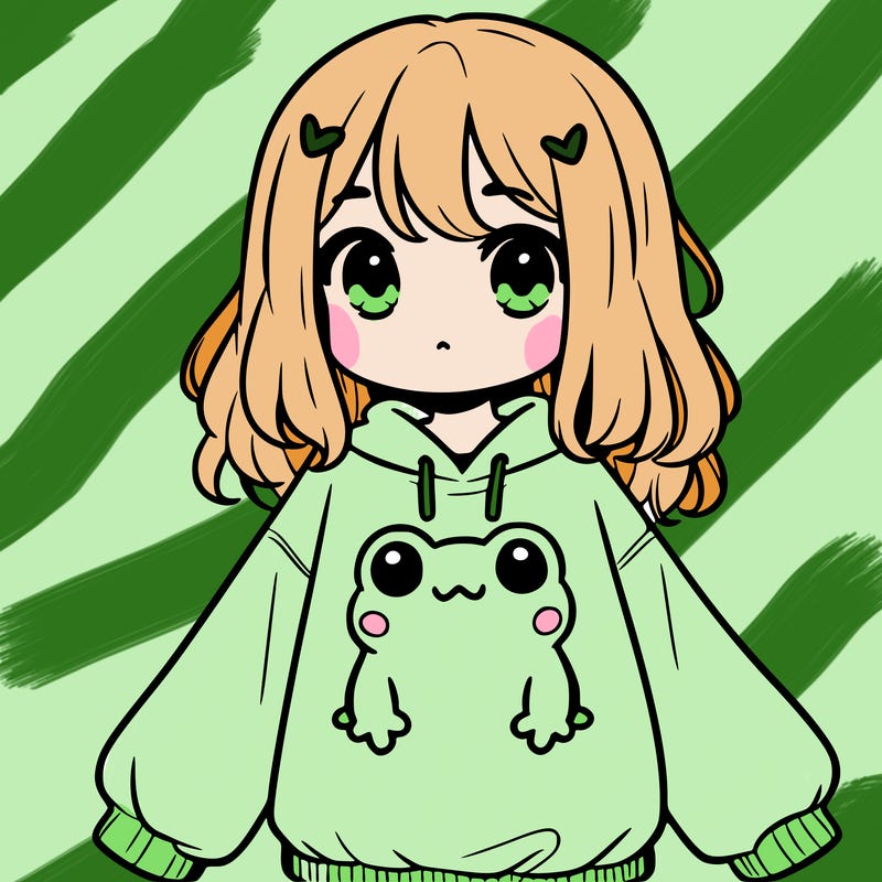 girl wearing frogging sweatshirt