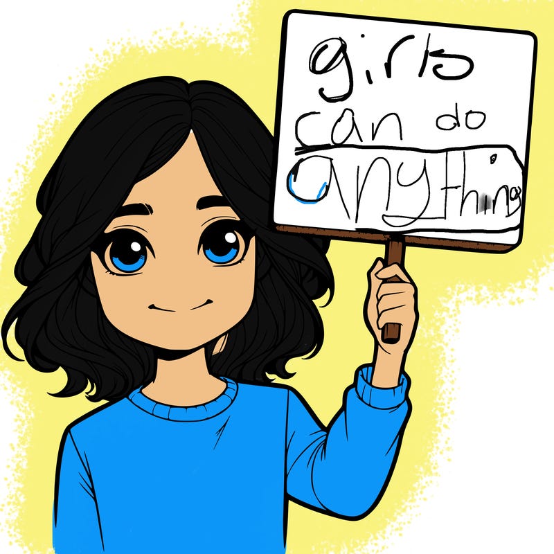realistic girl holding up a sign