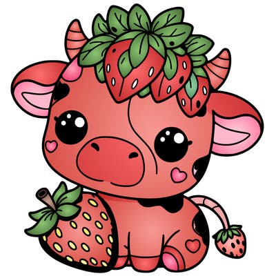 cute strawberry cow