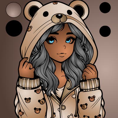 realistic girl in a animal pjs hoodie