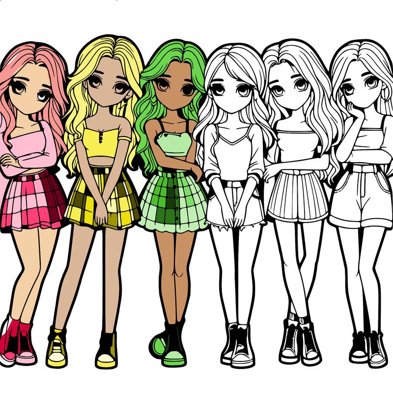 a group of girls realistic