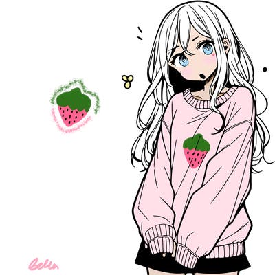 manga teen girl  in a sweater and baggy pants