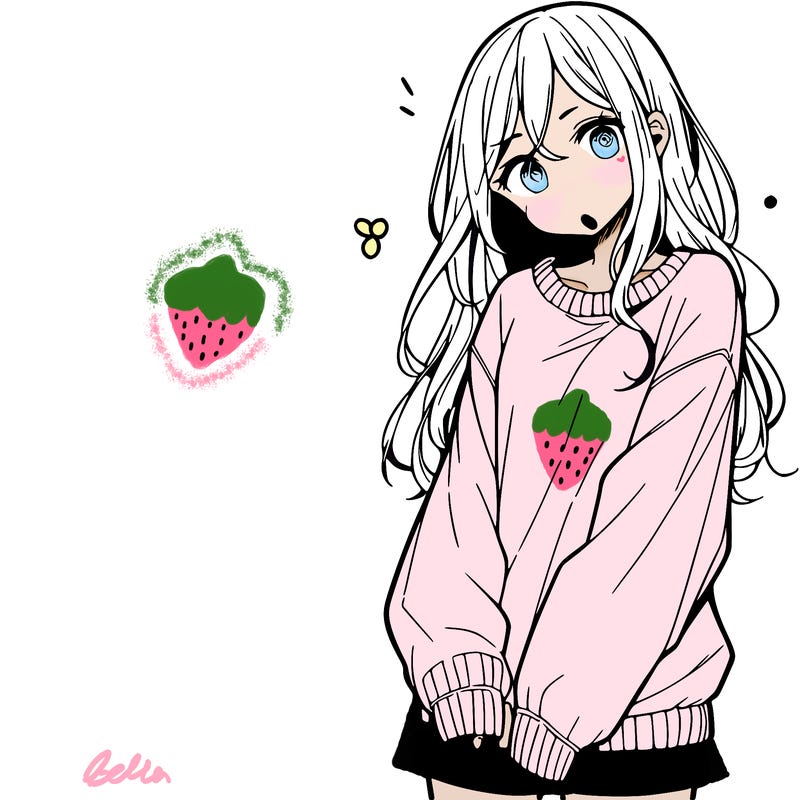 manga teen girl  in a sweater and baggy pants
