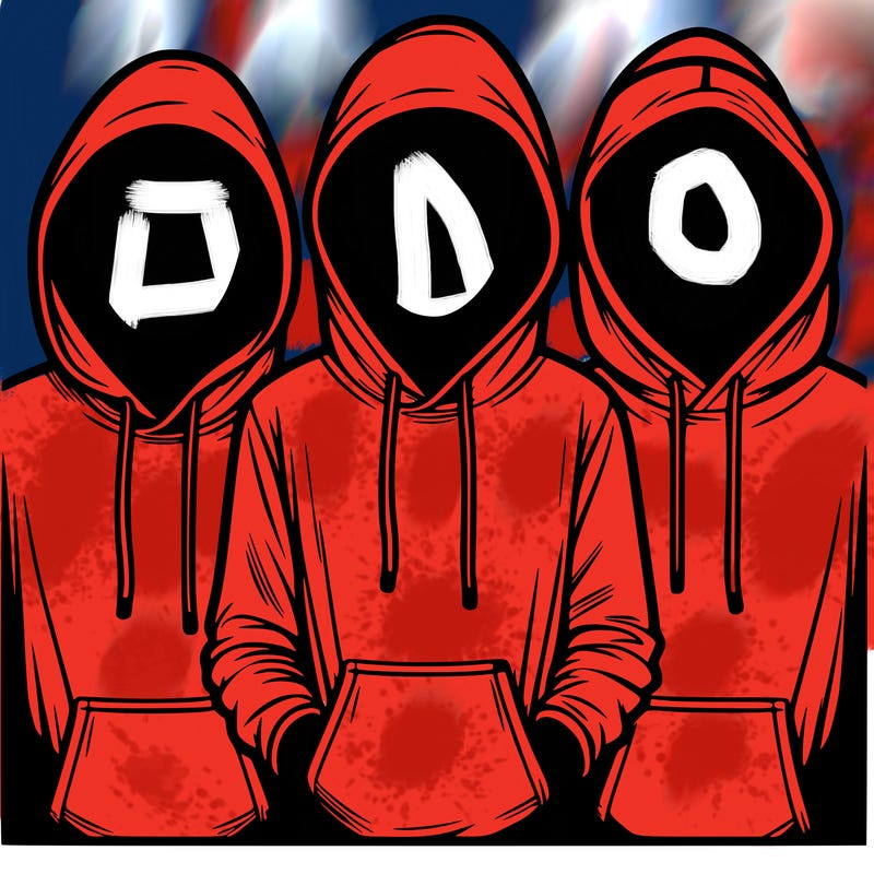 3 faceless people in  hoodies