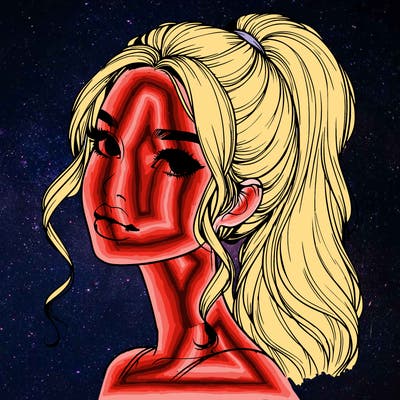 realistic girl with a ponytail on her hair and lips