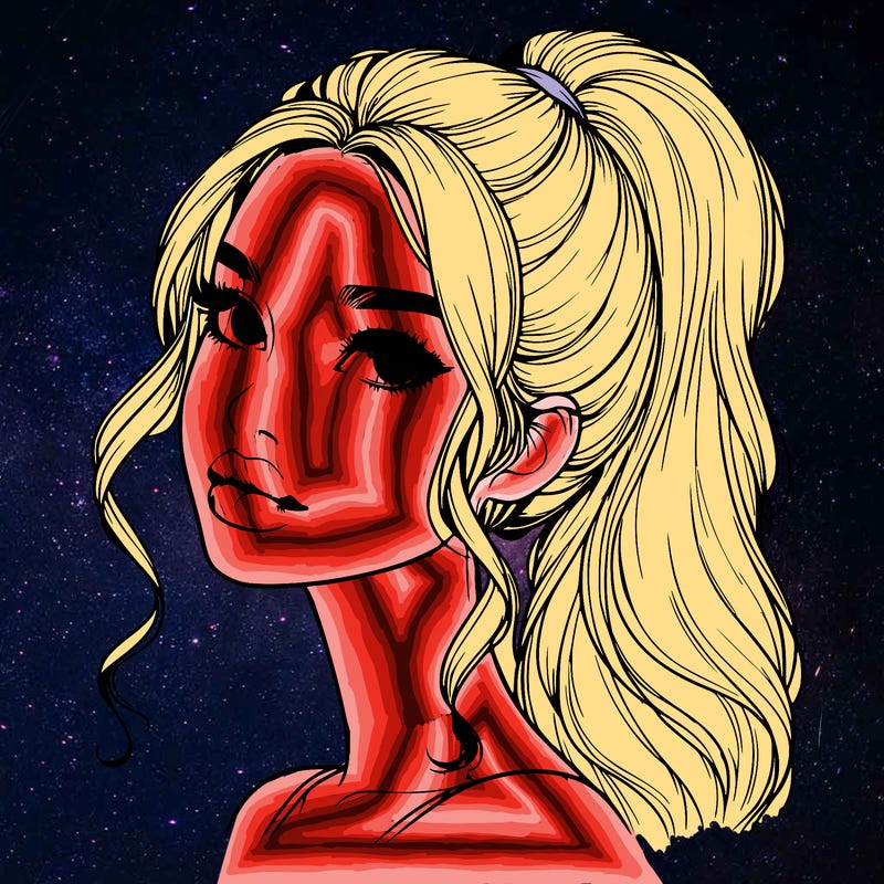 realistic girl with a ponytail on her hair and lips