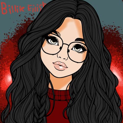 girl with long hair and freckles and glasses realistic