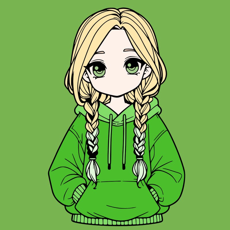 a realistic girl with a oversized hoodie and she has braids