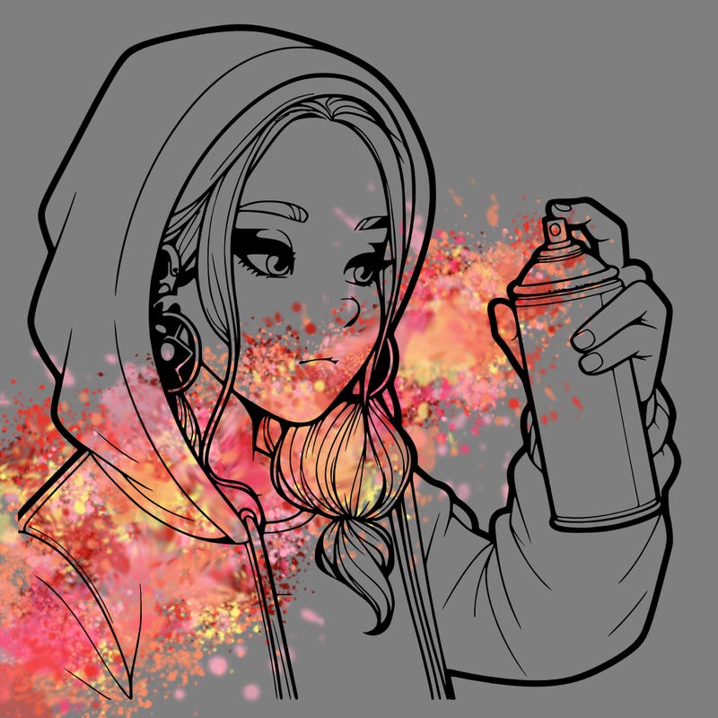 a realistic girl, spray painting