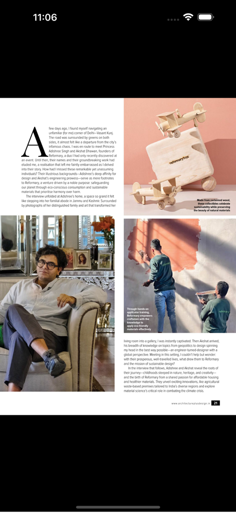 Architecture + Design Mag - Article du magazine Architecture and Design sur les matériaux durables et le savoir-faire artisanal.