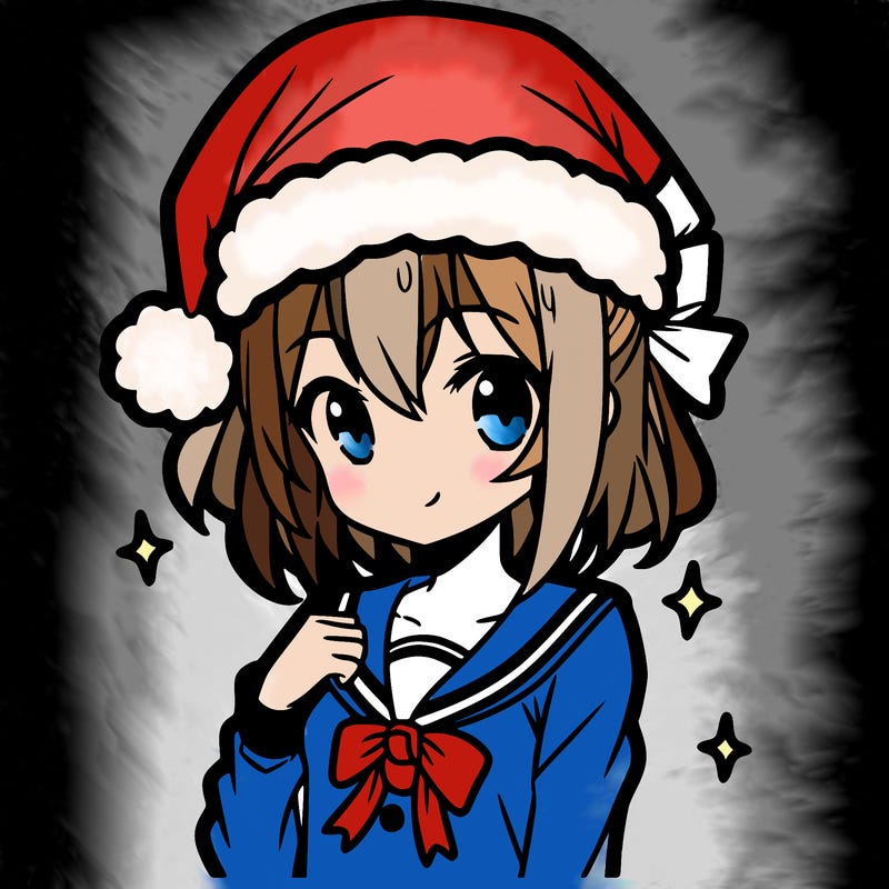 anime girl wearing a santa hat