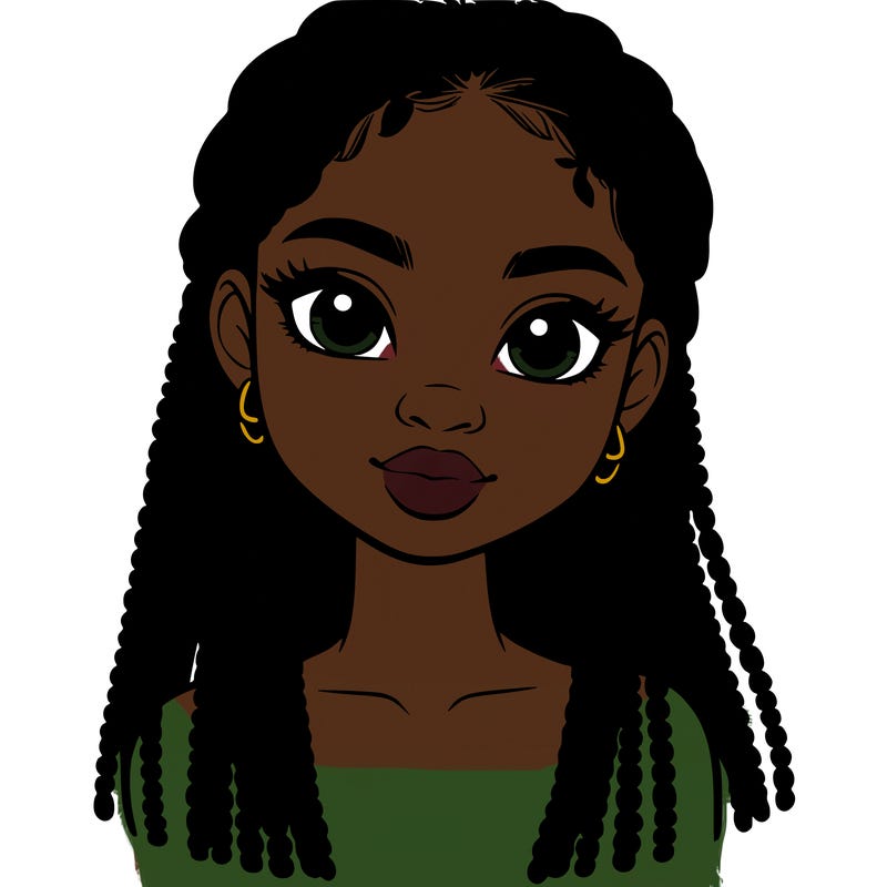 a realistic black girl with braids