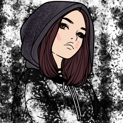 a realistic girl in a hoodie