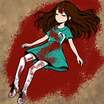 realistic girl floating