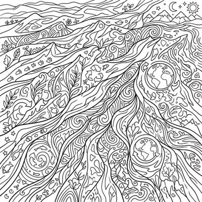 Explore the unique beauty of Sastrugi patterns intertwined with vital environmental themes in this special Earth Day coloring page. It's a perfect blend of nature's artistry and a powerful message for our planet.