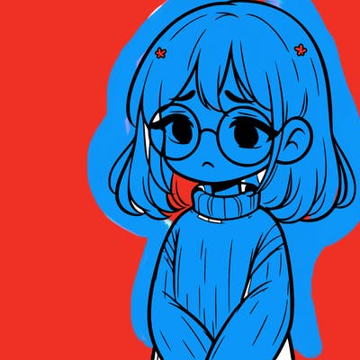 sad girl with glasses in a sweater
