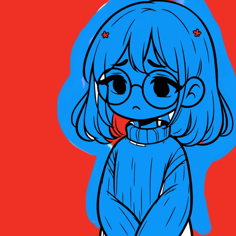 sad girl with glasses in a sweater