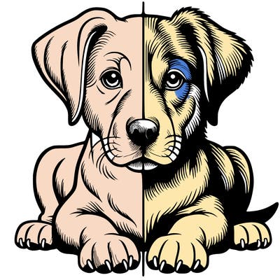 realistic dog split picture