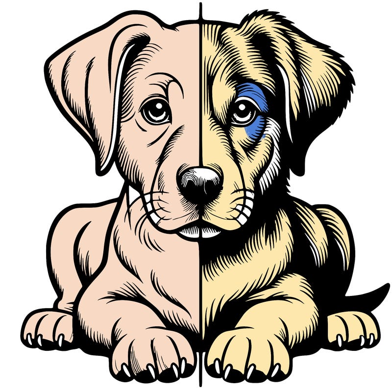 realistic dog split picture