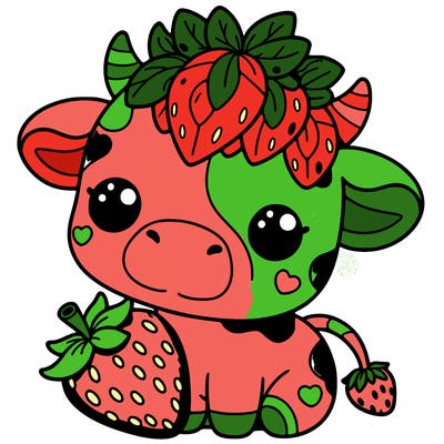 cute strawberry cow