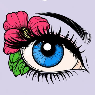 realistic eye with flower