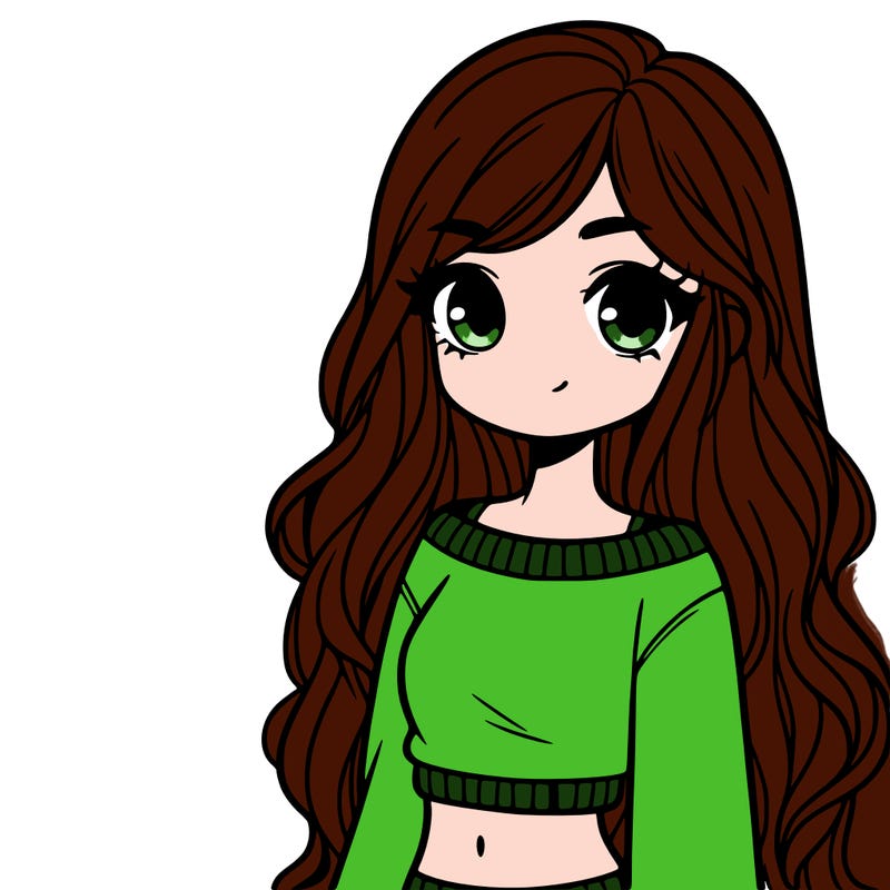 girl with long hair and a crop top with a sweater