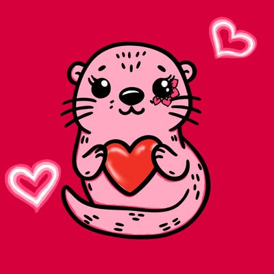 otter with a heart