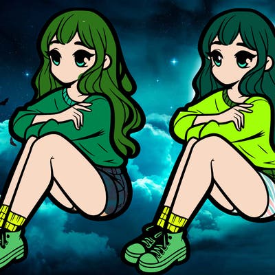 a girl with crossed legs