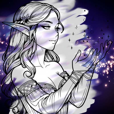 realistic elf girl doing magic