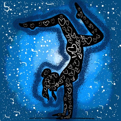 a woman doing a handstand