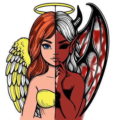 realistic angel half demon