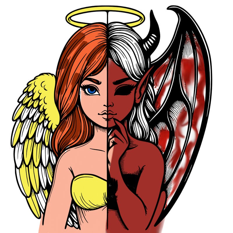 realistic angel half demon