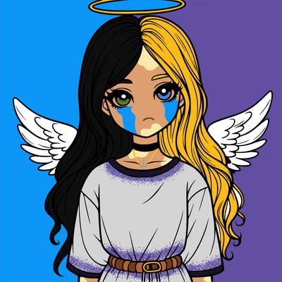 realistic girl with halo