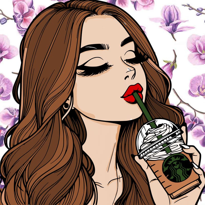 realistic girl drinking starbucks