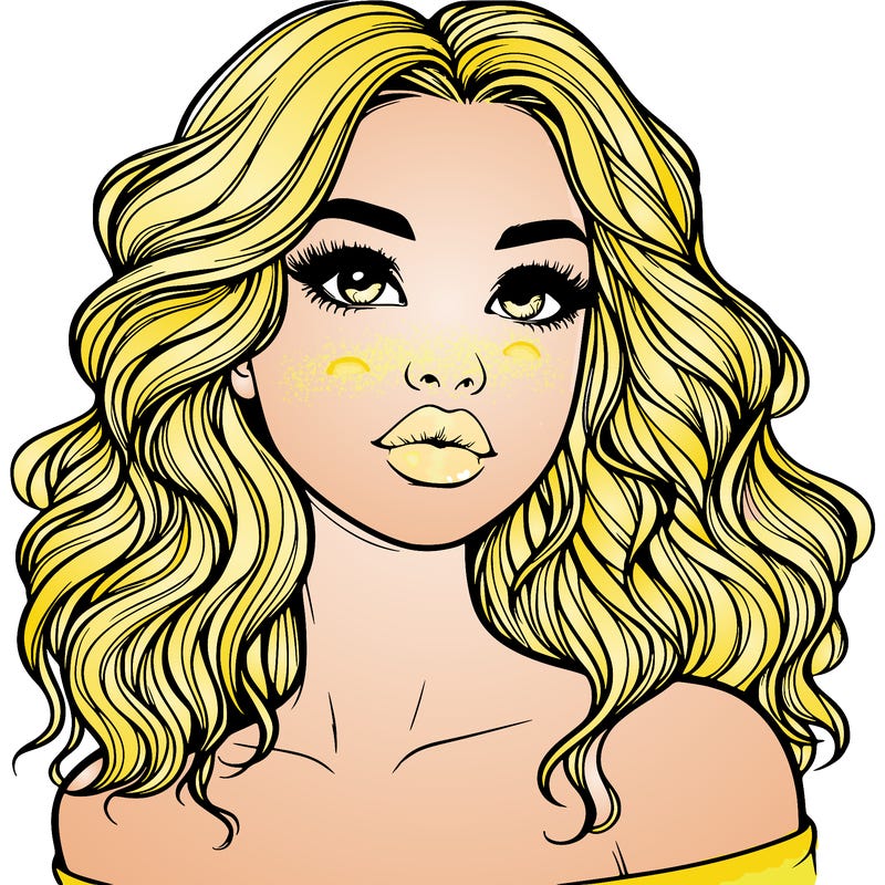 realistic girl with wavy hair and lips