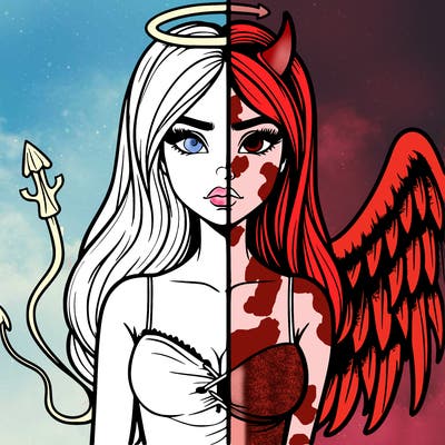 devil vs angel realistic girl