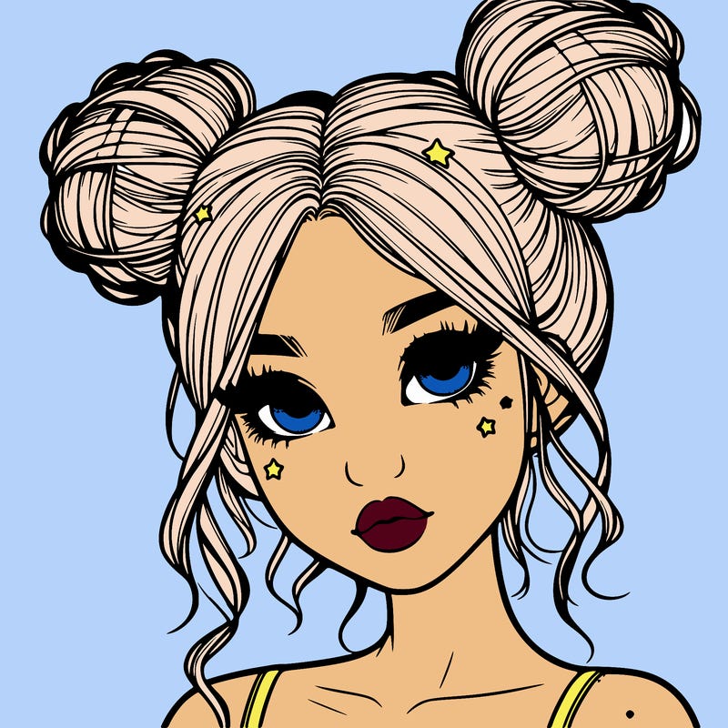realistic girl with space buns