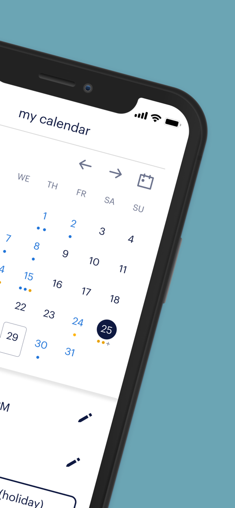 my Randstad - my Randstad app interface showing the work calendar and shift schedule