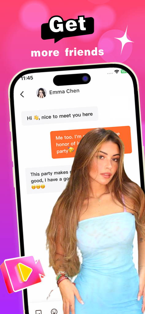GrooveLand - Una schermata dello smartphone che visualizza l'interfaccia di chat di GrooveLand con il testo Fatti più amici.