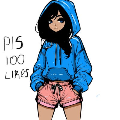 realistic girl in shorts and hoodie