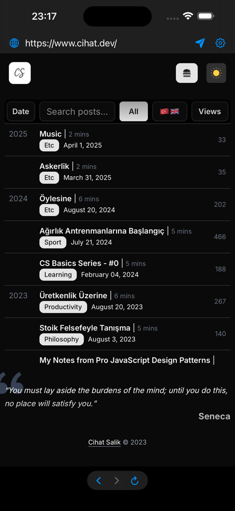 WebView Inspector - WebView Inspector app loading a blog website for developer inspection