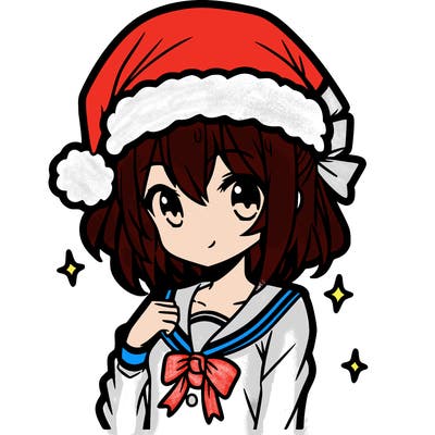 anime girl wearing a santa hat