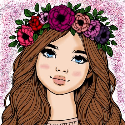 realistic girl with flower crown