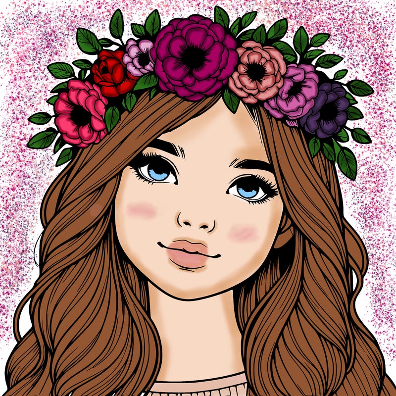 realistic girl with flower crown