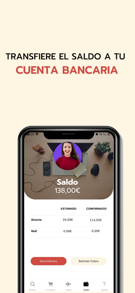 Interfaz de la aplicación beruby que muestra el saldo de reembolso confirmado y una opción de solicitud de transferencia bancaria.