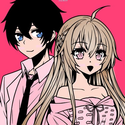 anime girl with her boyfriend