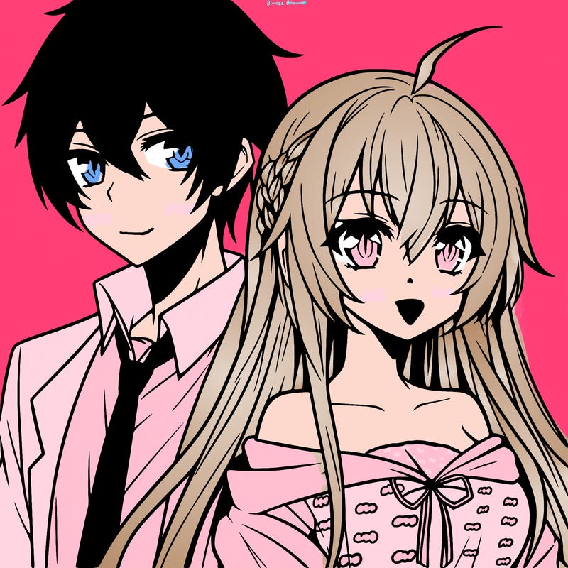 anime girl with her boyfriend