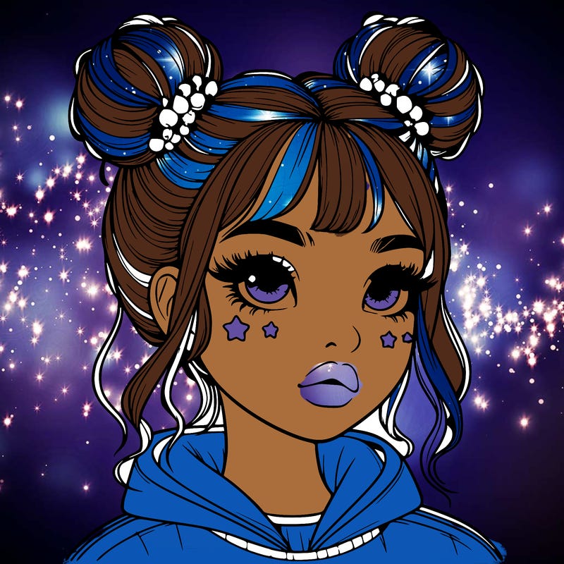 realistic girl with space buns