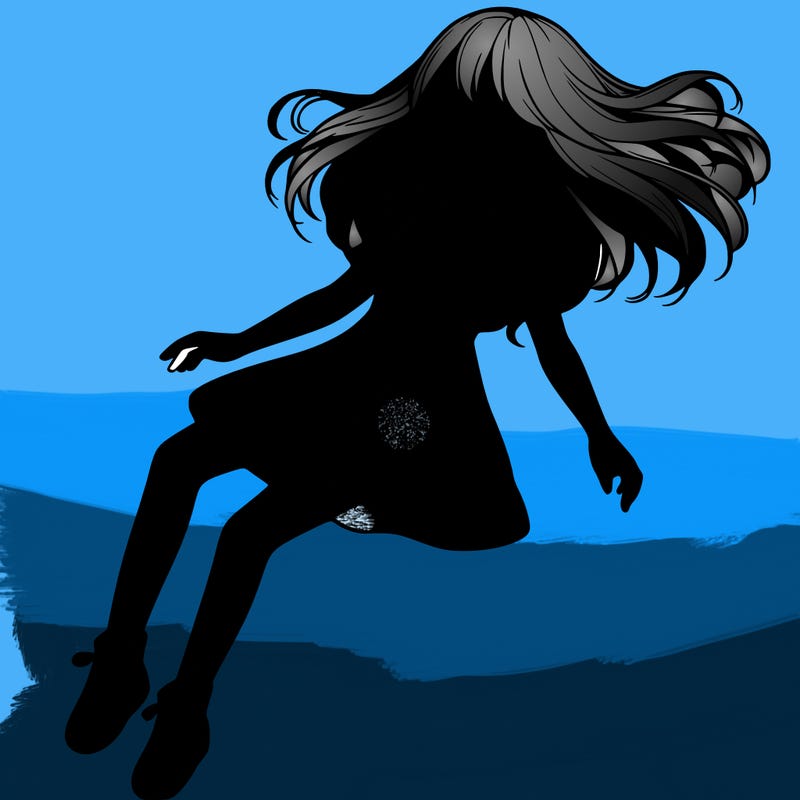 realistic girl floating